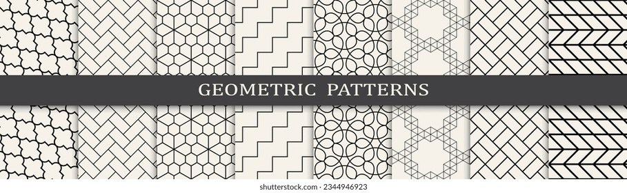 Set of geometric seamless patterns. Abstract geometric graphic design simple pattern. Seamless geometric lines pattern.