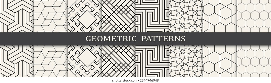 Set of geometric seamless patterns. Abstract geometric graphic design simple pattern. Seamless geometric lines pattern.