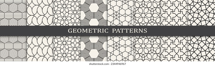 Set of geometric seamless patterns. Abstract geometric graphic design simple pattern. Seamless geometric lines pattern.
