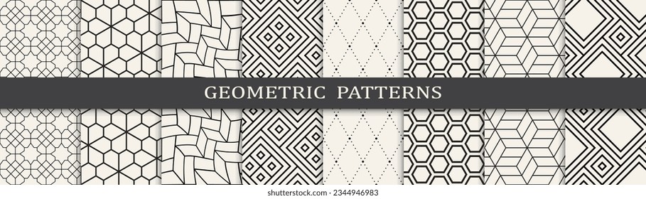 Set of geometric seamless patterns. Abstract geometric graphic design simple pattern. Seamless geometric lines pattern.