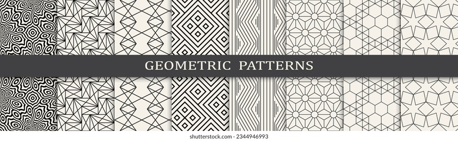 Set of geometric seamless patterns. Abstract geometric graphic design simple pattern. Seamless geometric lines pattern.