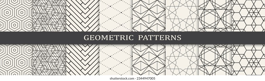Set of geometric seamless patterns. Abstract geometric graphic design simple pattern. Seamless geometric lines pattern.