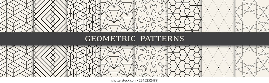 Set of geometric seamless patterns. Abstract geometric graphic design simple pattern. Seamless geometric lines pattern.