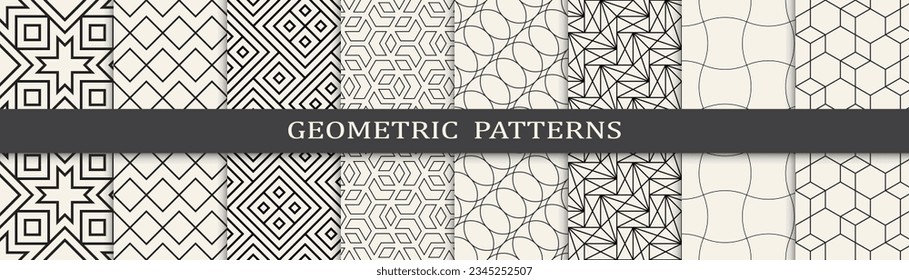 Set of geometric seamless patterns. Abstract geometric graphic design simple pattern. Seamless geometric lines pattern.