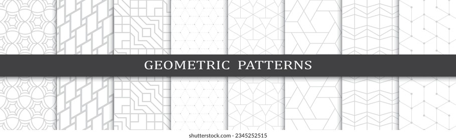 Set of geometric seamless patterns. Abstract geometric graphic design print pattern. Seamless geometric gray lines pattern.