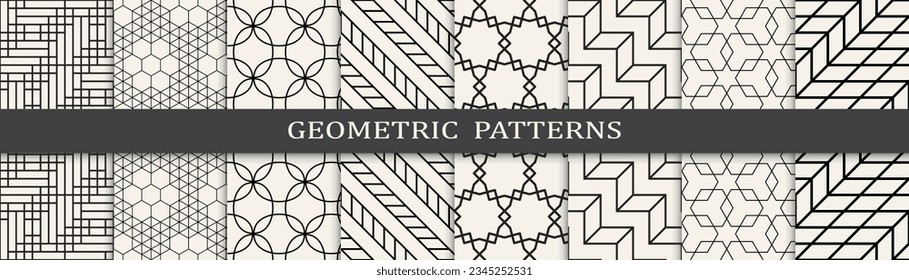 Set of geometric seamless patterns. Abstract geometric graphic design simple pattern. Seamless geometric lines pattern.