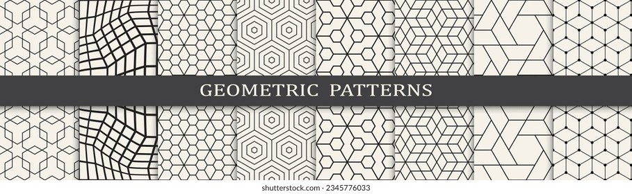 Set of geometric seamless patterns. Abstract geometric graphic design simple pattern. Seamless geometric lines pattern.