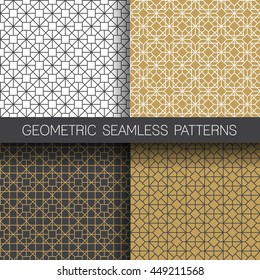 Set of geometric seamless patterns background