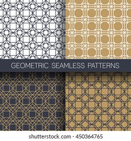 Set of geometric seamless patterns background