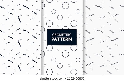 Conjunto de patrones geométricos sin costura en diferentes colores. Vector