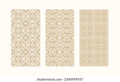 Set of geometric seamless patterns and elements in modern style Geometric line vector. Geometric background