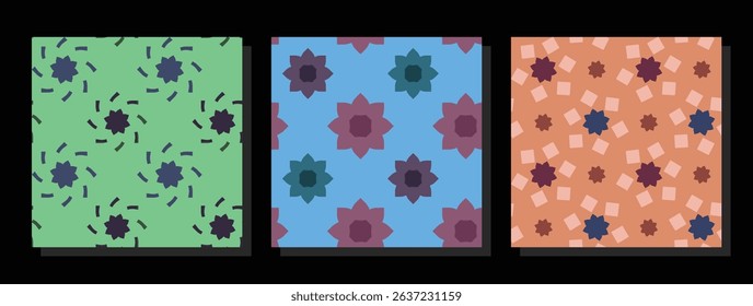 Set of Geometric seamless patterns. Floral Geometry pattern background ideas for men shirting textile, home decor, template, flyer, wall paper, laminates, banner, poster.