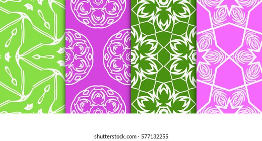 set of Geometric seamless patterns. Modern floral ornament. vector illustration. For the interior design, wallpaper, decoration print, fill pages