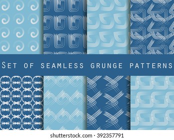 Set of geometric seamless patterns. The pattern of the lines. For wallpaper, bed linen, tiles, fabrics, backgrounds. Collection of vector illustrations.