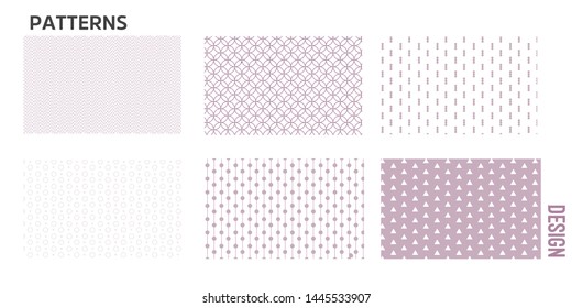 Set of Geometric seamless patterns. Pink color