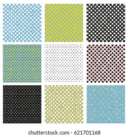Set of geometric seamless patterns  polka dot. 