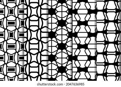 Set of Geometric seamless patterns. Repeating geometric tiles with linear triangles. Vector illustration