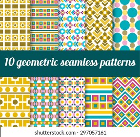 set of geometric seamless patterns. For textile design, backgrounds
