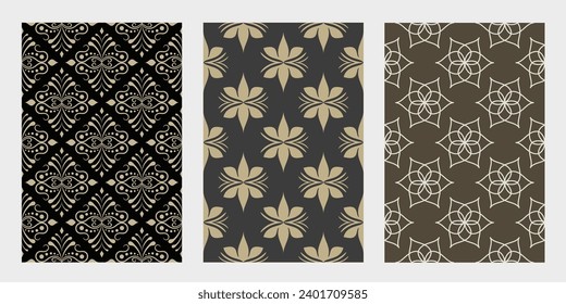 Set of Geometric seamless patterns. Trendy seamless patterns set. Cool abstract and floral design. For fashion fabrics, home decor, wallpaper , cards and templates. Floral pattern vector design.