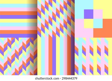 Set of geometric seamless patterns. Vector illustration.