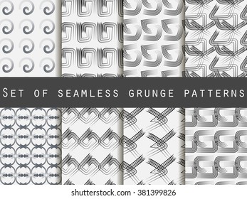 Set of geometric seamless patterns. For wallpaper, bed linen, tiles, fabrics, backgrounds. Collection of vector illustrations.