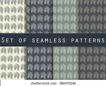 Set of geometric seamless patterns. For wallpaper, bed linen, tiles, fabrics, backgrounds. Collection of vector illustrations.