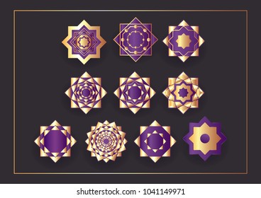 set of geometric shape arabesque of islamic patterns Can be used for wallpaper, pattern fills, textile, web page background, surface textures, Image for advertising booklets, banners.