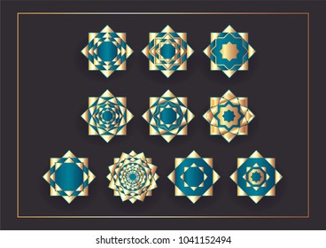 set of geometric shape arabesque of islamic patterns Can be used for wallpaper, pattern fills, textile, web page background, surface textures, Image for advertising booklets, banners.