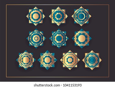 set of geometric shape arabesque of islamic patterns Can be used for wallpaper, pattern fills, textile, web page background, surface textures, Image for advertising booklets, banners.