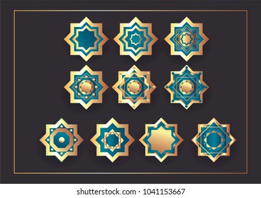 set of geometric shape arabesque of islamic patterns Can be used for wallpaper, pattern fills, textile, web page background, surface textures, Image for advertising booklets, banners.