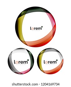Set of geometric shape convergence logo icon templates