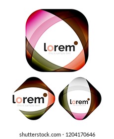 Set of geometric shape convergence logo icon templates