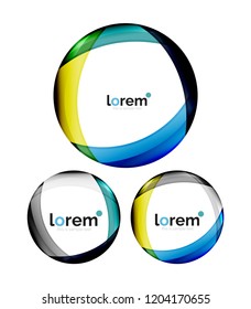 Set of geometric shape convergence logo icon templates