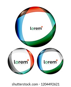 Set of geometric shape convergence logo icon templates