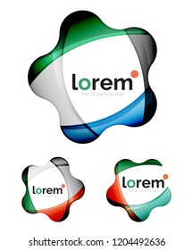 Set of geometric shape convergence logo icon templates
