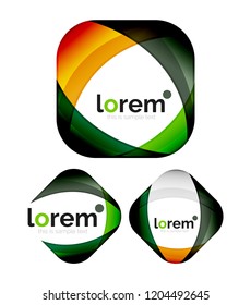Set of geometric shape convergence logo icon templates