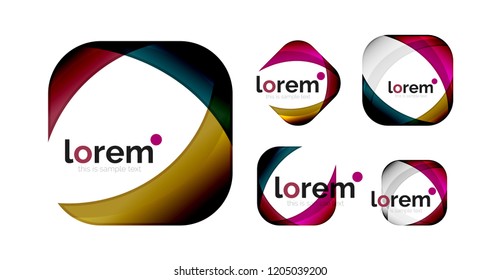 Set of geometric shape convergence logo icon templates