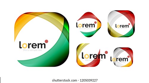 Set of geometric shape convergence logo icon templates