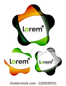 Set of geometric shape convergence logo icon templates