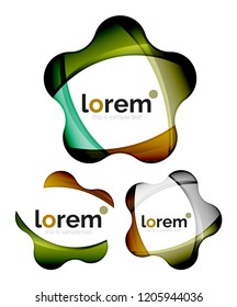 Set of geometric shape convergence logo icon templates