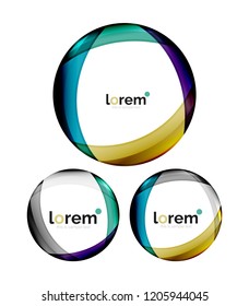 Set of geometric shape convergence logo icon templates