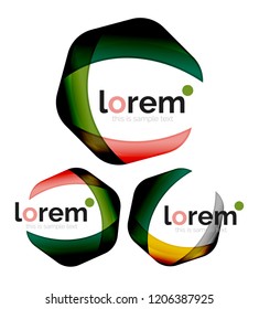 Set of geometric shape convergence logo icon templates