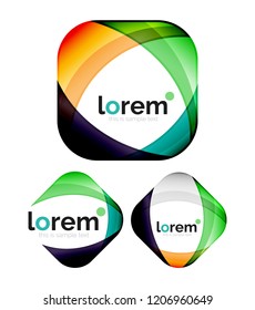 Set of geometric shape convergence logo icon templates