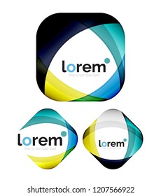 Set of geometric shape convergence logo icon templates