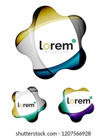 Set of geometric shape convergence logo icon templates