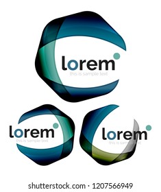 Set of geometric shape convergence logo icon templates
