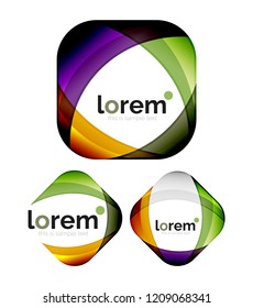 Set of geometric shape convergence logo icon templates