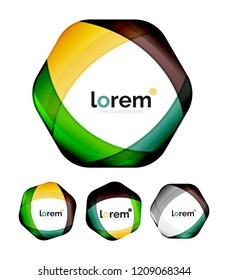 Set of geometric shape convergence logo icon templates