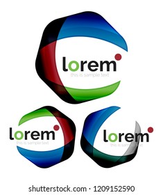 Set of geometric shape convergence logo icon templates
