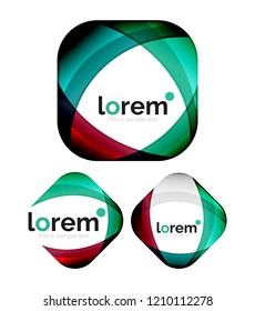 Set of geometric shape convergence logo icon templates